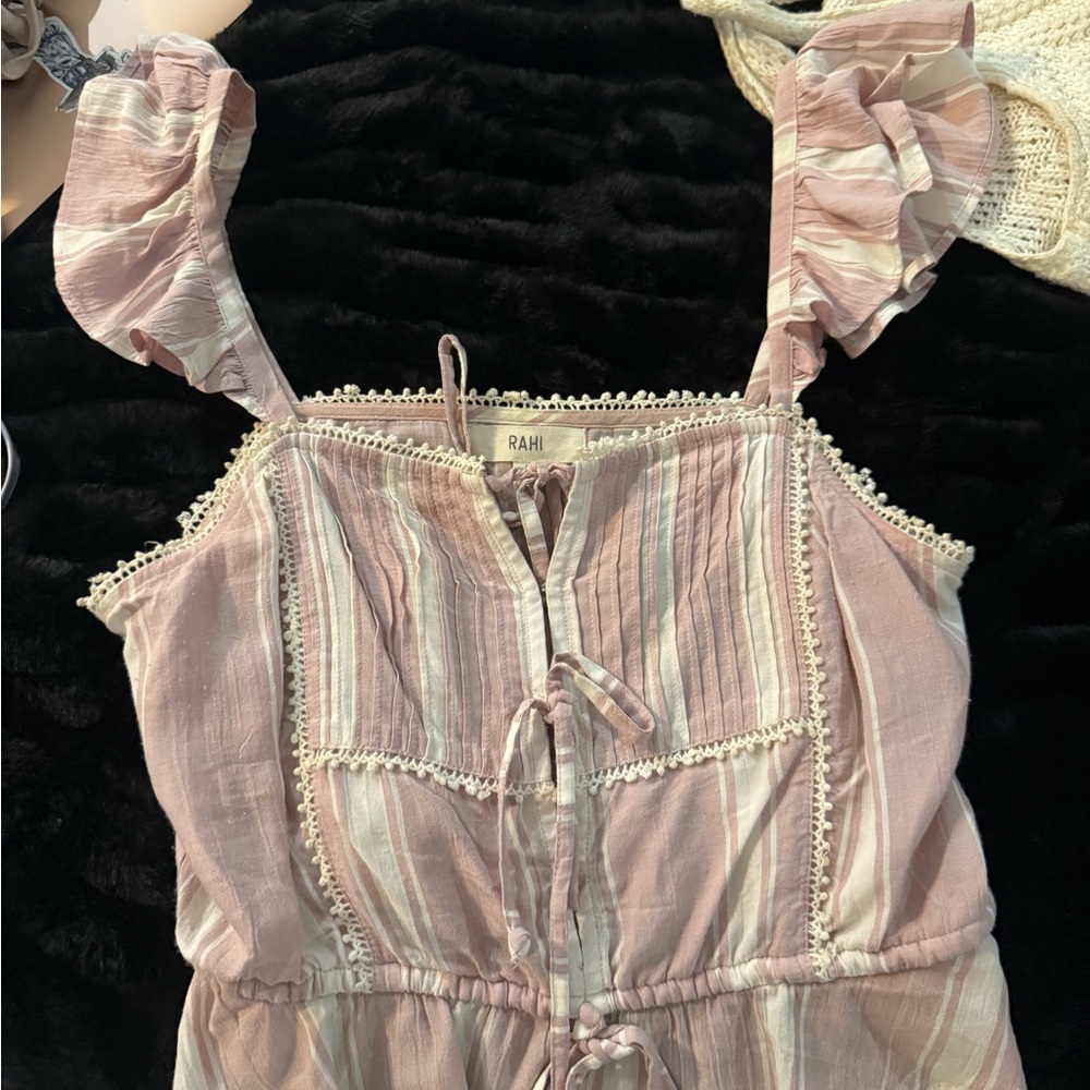 Rahi Pink Striped Dress with Ruffle Sleeves